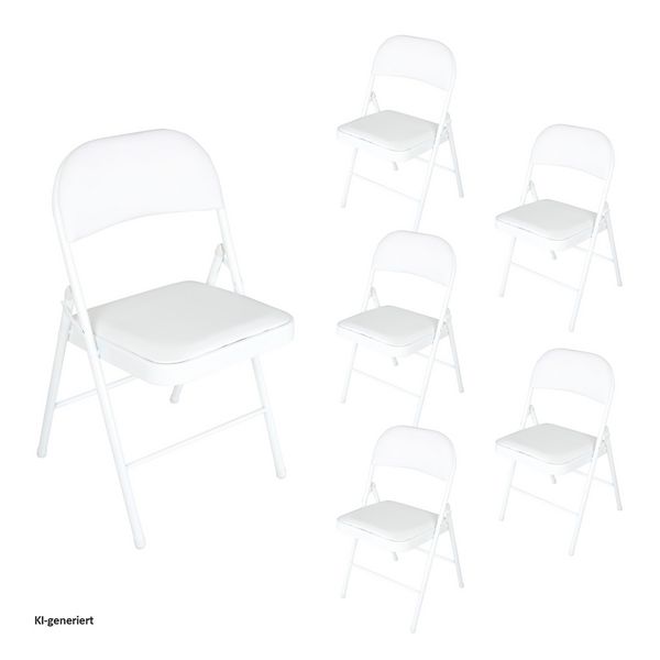 Produktbild: HTI-Living Klappstuhl Kunstleder Gestell Wei&szlig; 6er-Set Klappstuhl Kunstleder Gestell Wei&szlig; 6er-Set
