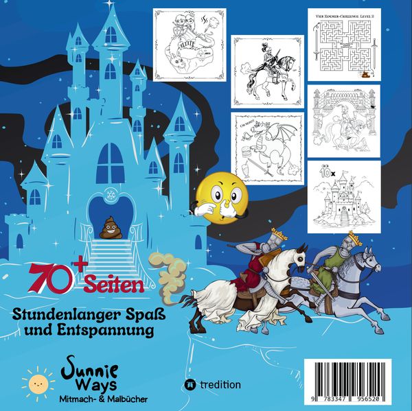 Produktbild: Mitmachbuch für Jungen Pupsende Ritter Mittelalter Labyrinthe Lustiges Aktivitätsbuch für Kinder ab 8 Jahre Geschenkidee Pferde Malbuch Geschenk Mitte