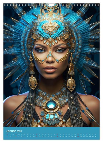 Produktbild: Antike Priesterinnen. Kunstvolle Fantasy-Portraits (Wandkalender 2026 DIN A3 hoch), CALVENDO Monatskalender