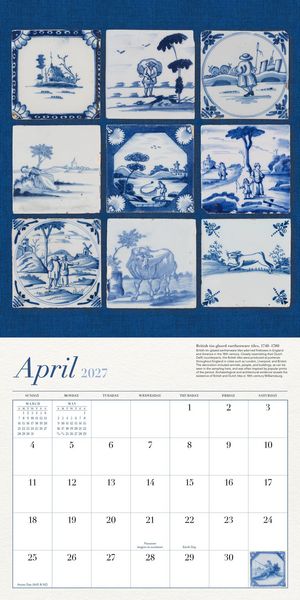 Produktbild: Colonial Williamsburg Blue and White American Style Wall Calendar 2027