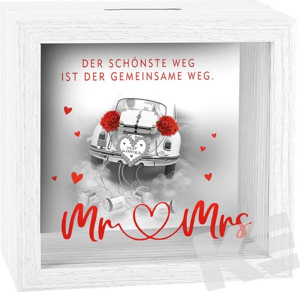 Holz Spardose Mr. & Mrs.
