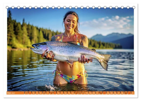 Produktbild: Sexy - Girls mit gro&szlig;en Lachsen (Tischkalender 2027 DIN A5 quer), CALVENDO Monatskalender