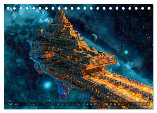 Produktbild: Raumschiffe - Im Universum durch Raum und Zeit (Tischkalender 2026 DIN A5 quer), CALVENDO Monatskalender