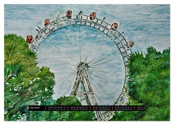 Produktbild: Wien in stillen Aquarellen (Wandkalender 2026 DIN A2 quer), CALVENDO Monatskalender