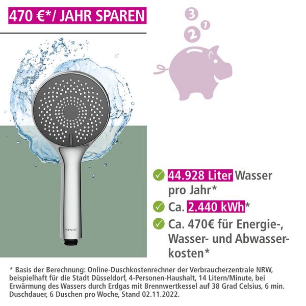 Produktbild: Brauseset Watersaving Chrom, L&auml;nge Stange: 70 cm