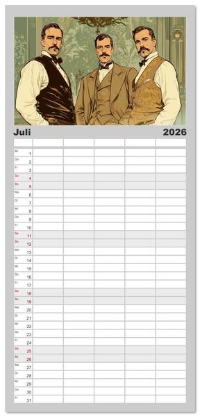 Produktbild: Familienplaner 2026 - Im Stil des Art Nouveau mit 5 Spalten (Wandkalender, 21 x 45 cm) CALVENDO