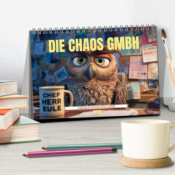 Produktbild: Die Chaos GmbH - Tierisch faule Kollegen (Tischkalender 2026 DIN A5 quer), CALVENDO Monatskalender