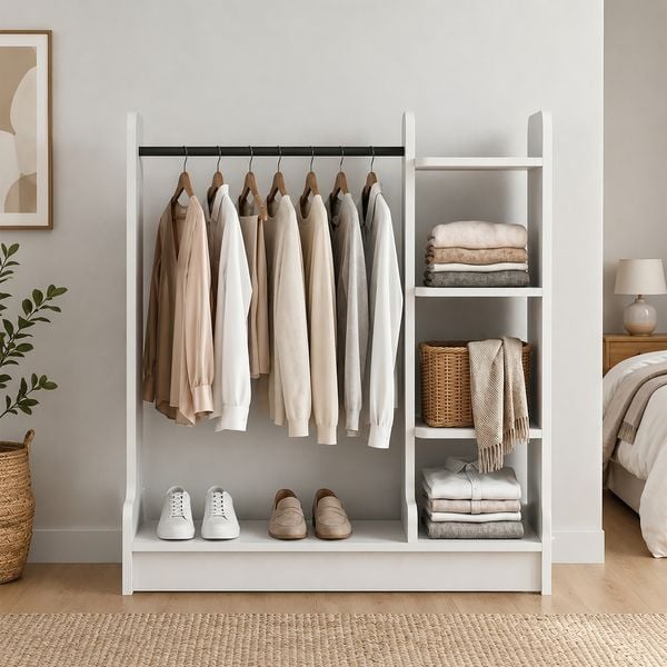 Produktbild: Holz Kleiderst&auml;nder mit Regal & Stange Lempu L