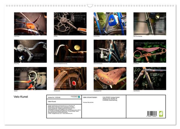 Produktbild: Velo Kunst (Wandkalender 2026 DIN A2 quer), CALVENDO Monatskalender