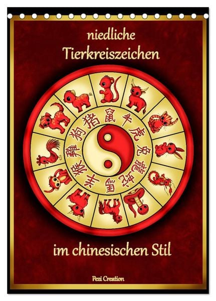 Produktbild: niedliche Tierkreiszeichen im chinesischem Stil (Tischkalender 2026 DIN A5 hoch), CALVENDO Monatskalender