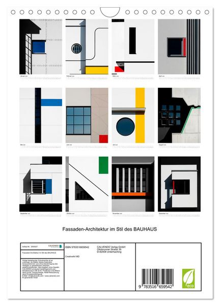 Produktbild: Fassaden-Architektur im Stil des BAUHAUS (Wandkalender 2026 DIN A4 hoch), CALVENDO Monatskalender