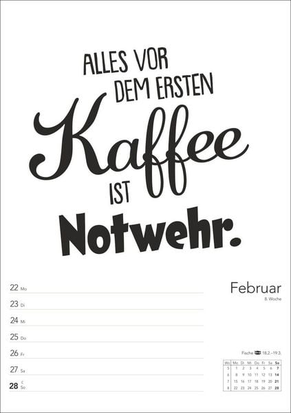 Produktbild: Typo-Spr&uuml;che-Kalender s/w Wochenplaner 2027 - mit 53 witzigen Spr&uuml;chen
