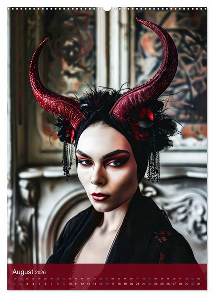 Produktbild: Teuflische Gothics - Gothic, Girls und H&ouml;rner (Wandkalender 2026 DIN A2 hoch), CALVENDO Monatskalender