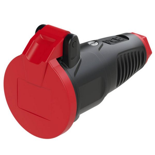 Produktbild: PCE 2522-sr Schutzkontaktkupplung Vollgummi, Thermoplast 250V Schwarz, Rot IP54