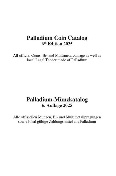 Produktbild: Palladium-M&uuml;nzkatalog