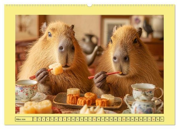 Produktbild: Capybaras on Tour. Wasserschweine als Weltenbummler (hochwertiger Premium Wandkalender 2026 DIN A2 quer), Kunstdruck in Hochglanz