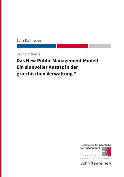 Das New Public Management Modell, Taschenbuch von Sofia Eleftheriou, BoD – Books on Demand, 9783746077307