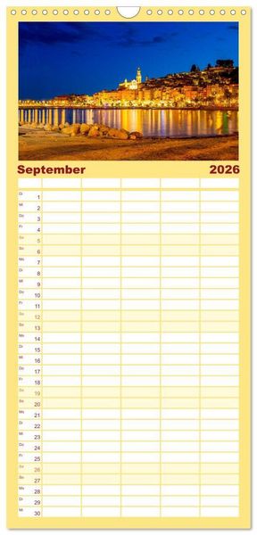 Produktbild: Familienplaner 2026 - Zauber der C&ocirc;te d'Azur mit 5 Spalten (Wandkalender, 21 x 45 cm) CALVENDO