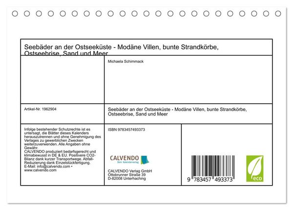 Produktbild: Seeb&auml;der an der Ostseek&uuml;ste - Mod&auml;ne Villen, bunte Strandk&ouml;rbe, Ostseebrise, Sand und Meer (Tischkalender 2026 DIN A5 quer), CALVENDO Monatskalender