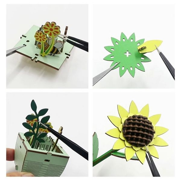 Produktbild: FiguredArt AL101 - H&uuml;bsche Sonnenblume, 3D Puzzle, Holz, 74 Teile, H&ouml;he: 21 cm