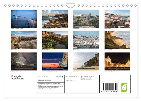 Produktbild: Portugals Atlantikk&uuml;ste (Wandkalender 2026 DIN A4 quer), CALVENDO Monatskalender