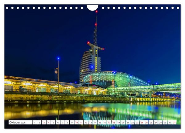 Produktbild: Bremen und Bremerhaven - Nachtaufnahmen (Wandkalender 2026 DIN A4 quer), CALVENDO Monatskalender