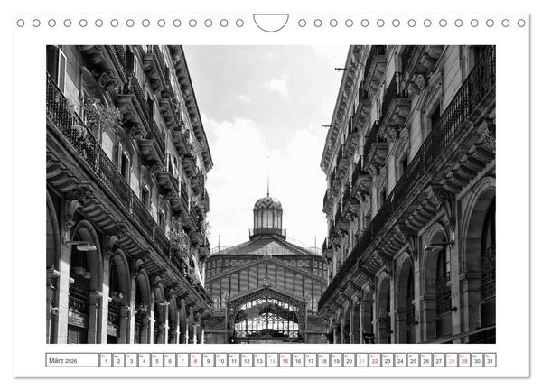 Produktbild: Barcelona Photografien in Schwarz / Wei&szlig; (Wandkalender 2026 DIN A4 quer), CALVENDO Monatskalender