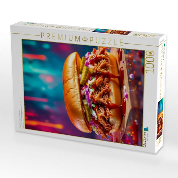Produktbild: CALVENDO Puzzle Pulled Pork Burger im Farbfeuer | 1000 Teile Lege-Gr&ouml;&szlig;e 64x48cm Foto-Puzzle f&uuml;r gl&uuml;ckliche Stunden