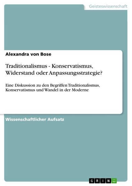 Produktbild: Traditionalismus - Konservatismus, Widerstand oder Anpassungsstrategie?