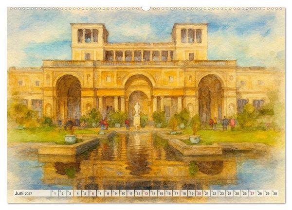 Produktbild: Potsdam &ndash; Historische Ansichten im Aquarellstil (hochwertiger Premium Wandkalender 2027 DIN A2 quer), Kunstdruck in Hochglanz