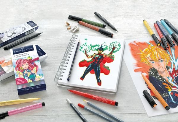 Produktbild: Faber-Castell Tuschestifte Pitt Artist Pens Manga Shojo, 6er Etui