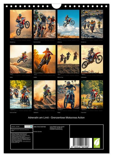 Produktbild: Adrenalin am Limit - Grenzenlose Motocross Action (Wandkalender 2027 DIN A4 hoch), CALVENDO Monatskalender