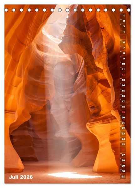 Produktbild: Antelope Canyon &ndash; Einzigartiges Naturschauspiel (Tischkalender 2026 DIN A5 hoch), CALVENDO Monatskalender