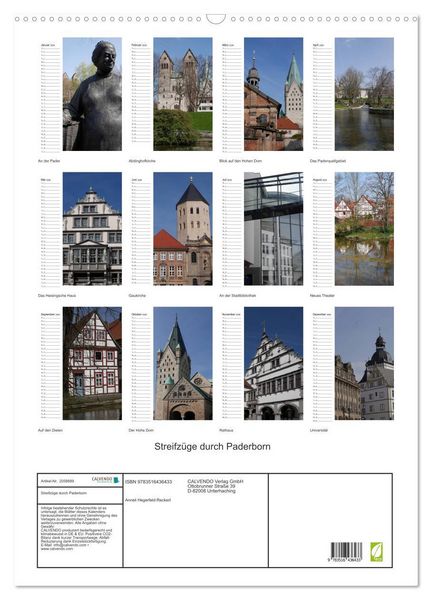 Produktbild: Streifz&uuml;ge durch Paderborn (Wandkalender 2026 DIN A2 hoch), CALVENDO Monatskalender