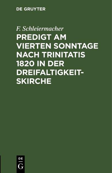 Produktbild: Predigt am vierten Sonntage nach Trinitatis 1820 in der Dreifaltigkeitskirche