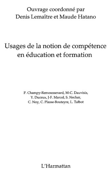 Produktbild: Usages de la notion de competence en education et formation