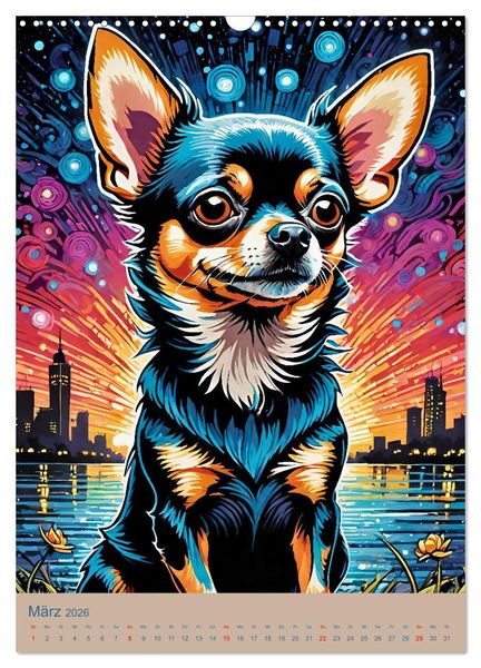 Produktbild: Chihuahuas. Kunstvolle Portr&auml;ts der kleinen Hunde (Wandkalender 2026 DIN A3 hoch), CALVENDO Monatskalender