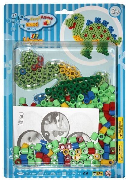 Produktbild: Hama&reg; B&uuml;gelperlen Maxi - Blisterset Dino - 1 Stiftplatte Dinosaurier, 250 Perl