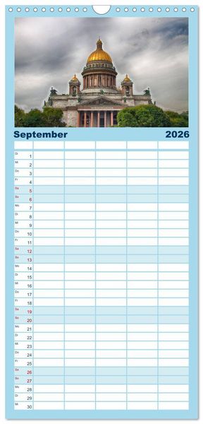 Produktbild: Familienplaner 2026 - Sankt Petersburg - "Venedig des Nordens" mit 5 Spalten (Wandkalender, 21 x 45 cm) CALVENDO