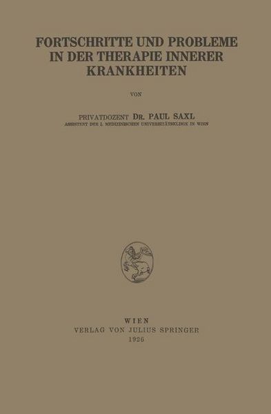 Produktbild: Fortschritte und Probleme in der Therapie Innerer Krankheiten