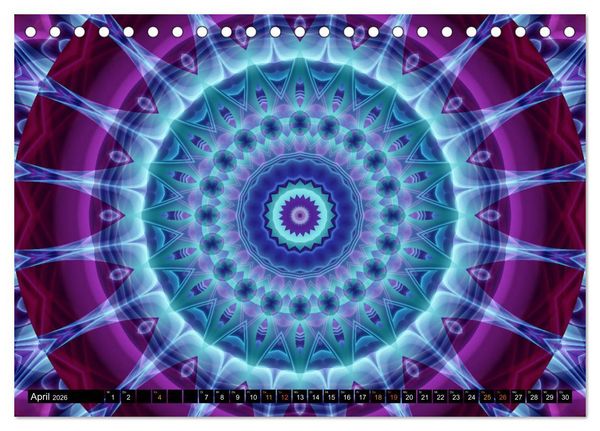Produktbild: Energie - Mandalas, Spiritualit&auml;t durch die Farbe Lila (Tischkalender 2026 DIN A5 quer), CALVENDO Monatskalender