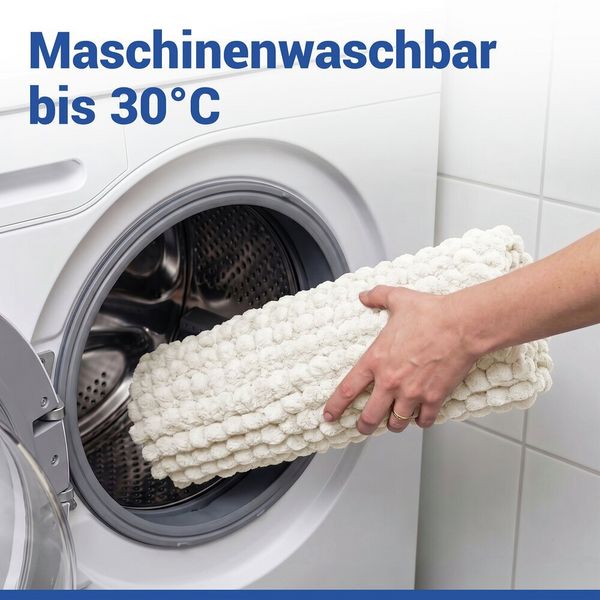 Produktbild: Badteppich Mod. Solivo Wei&szlig;, 50 x 80 cm, rutschfest und waschbar bis 30 &deg;C