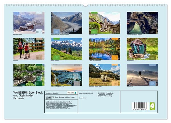 Produktbild: WANDERN &uuml;ber Stock und Stein in der Schweiz (hochwertiger Premium Wandkalender 2026 DIN A2 quer), Kunstdruck in Hochglanz