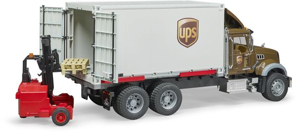 Produktbild: Bruder 02828 MACK Granite UPS Logistik-LKW mit Mitnahmestapler