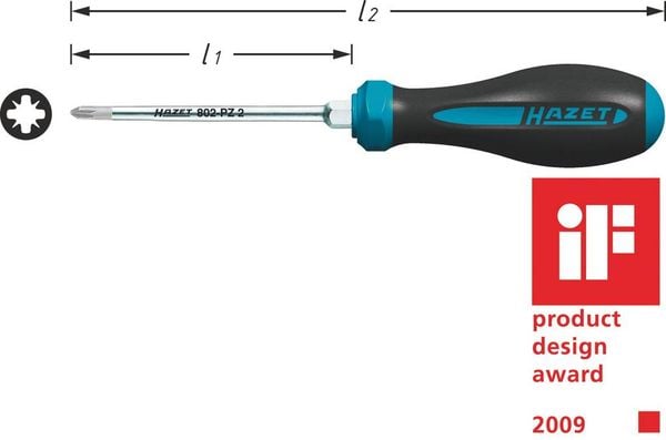 Hazet 802-PZ2 Werkstatt Kreuzschlitz-Schraubendreher PZ 2 Klingenlänge: 100 mm DIN ISO 8764-1, DIN ISO 8764-2