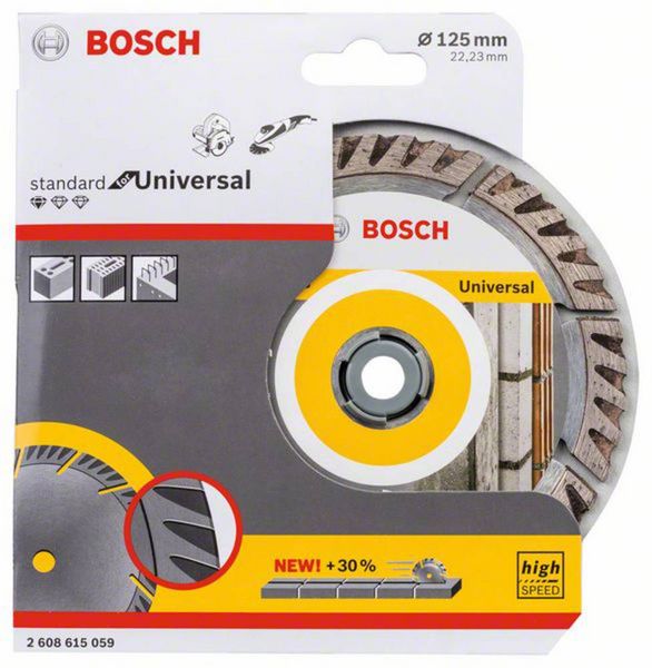 Produktbild: Bosch Accessories 2608615059 Standard for Universal Speed Diamanttrennscheibe Durchmesser 125 mm Bohrungs-&Oslash; 22.23 mm 1 St.