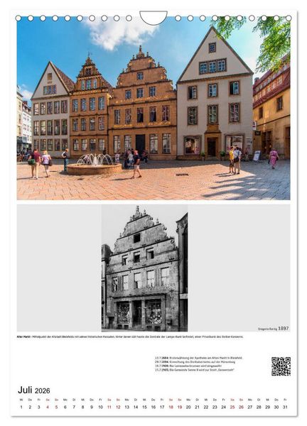 Produktbild: Bielefelder Fotomotive heute und damals mit historischen Ereignissen (Wandkalender 2026 DIN A4 hoch), CALVENDO Monatskalender