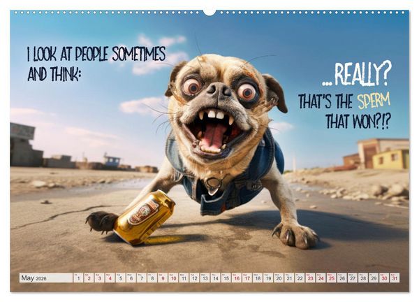 Produktbild: Crazy dogs COOL SAYINGS (Wall Calendar 2026 DIN A2 landscape), CALVENDO 12 Month Wall Calendar
