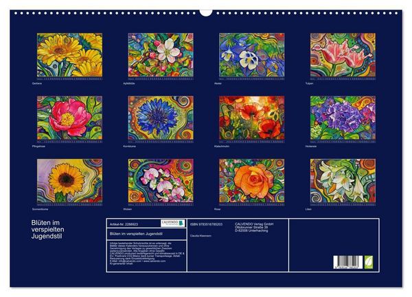 Produktbild: Bl&uuml;ten im verspielten Jugendstil (Wandkalender 2027 DIN A2 quer), CALVENDO Monatskalender
