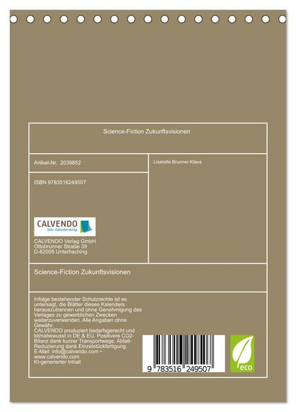 Produktbild: Science-Fiction Zukunftsvisionen (Tischkalender 2026 DIN A5 hoch), CALVENDO Monatskalender